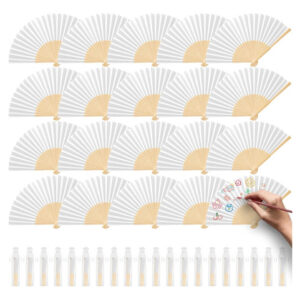 Abanicos De Mano Blancos 20 Piezas Plegables Para Boda Decor