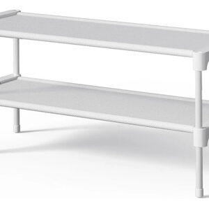 Zapatero Blanco Apilable Resistente 2 Niveles 70 Cm Para Cló