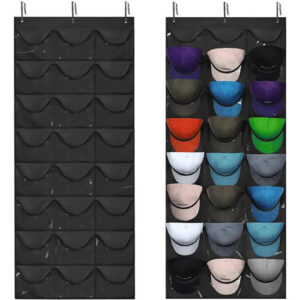 Organizador De Sombreros Negro 24 Bolsillos Montaje Fácil Negro
