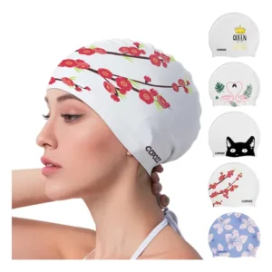 Gorro De Natación Adulto Silicona Impermeable Diseño Moderno Flor De Ciruela Diseño De La Tela Unisex