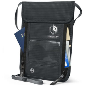 Portadocumentos De Cuello Impermeable Con Protección Rfid Gris Diseño De La Tela