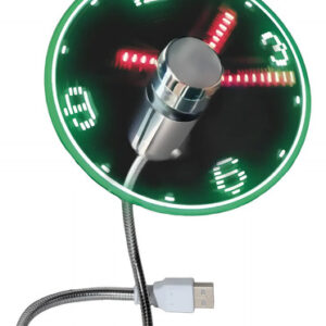 Ventilador Usb Mini Flexible Con Luz Led Y Reloj Para Oficin Plata