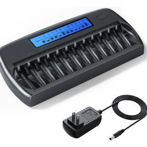 Cargador De Baterías Aa Aaa 12 Bahías Carga Rápida Lcd