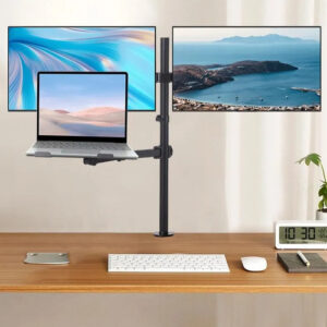 Soporte Para Dos Monitores Y Laptop Hasta 32 Pulgadas Negro Negro
