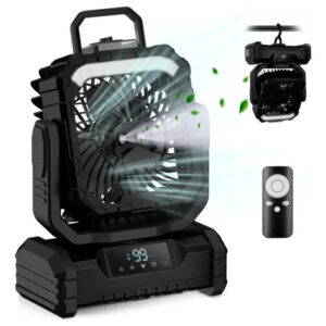 Ventilador Portátil Recargable 20000mah Con Spray Y Led Negro