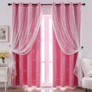 Cortinas Blackout Rosa Aislamiento Térmico 2 Paneles 132x214