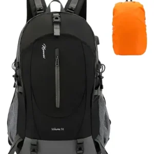 Mochila Impermeable 50l Para Senderismo Camping Ajustable Negro Diseño De La Tela