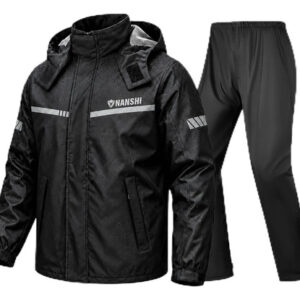 Impermeable Motociclista 3 Piezas Con Capucha Y Reflectantes Plateado Ajuste Regular