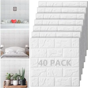 Ladrillos 3d Pared Blanco Autoadhesivos 40 Piezas Decorativo Nombre Del Diseño Blanco