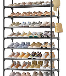 Zapatero Organizador De Zapatos 10 Estantes Negro 174 Cm