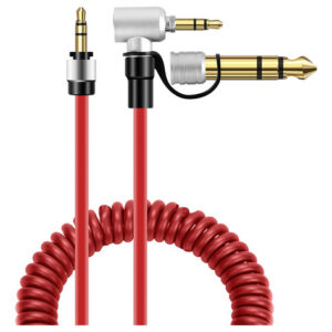 Cable Auxiliar Audio 35 Mm Rojo Repuesto Sin Enredos Para Au