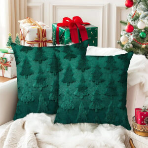 Juego De 2 Fundas De Almohada Navideñas 45x45cm Verde