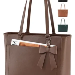 Bolso Tote Mujer Grande Impermeable Cuero Café Con Múltiples