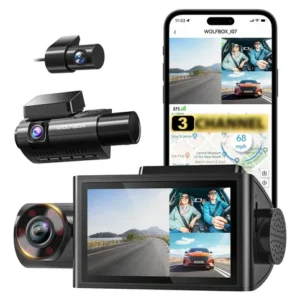 Cámara Auto 3 Canales 4k Gps Wifi Visión Nocturna Lcd 7 6 Cm