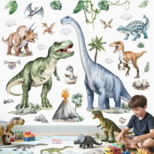 Calcomanías De Pared Dinosaurios Grandes Para Habitación Inf Multi