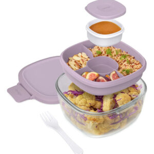 Ensaladera Grande De Vidrio Apilable Con Tapa Para Ensaladas