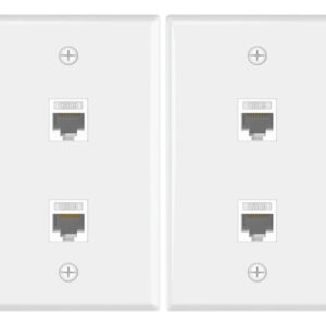 Paquete De 2 Placas De Pared Ethernet 2 Puertos Rj45 Cat6 Bl