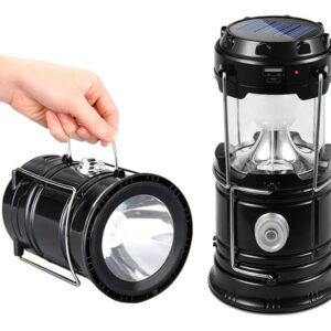 Luz De Camping Led Solar Plegable Impermeable 2 En 1 61 En 1 Negro
