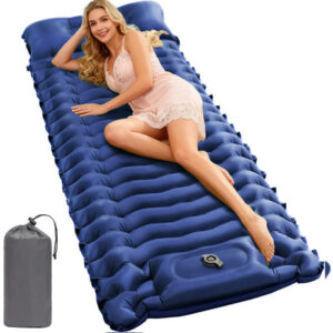 Colchón Inflable Camping Impermeable 200x70cm Con Almohada Azul