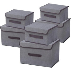Cajas De Almacenamiento Plegables 6pcs Ropa Tela 36x23 Cm Gris