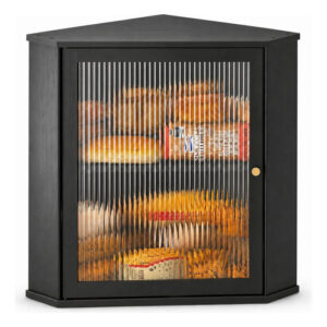 Caja De Pan En Esquina De Bambú Dos Niveles Con Puerta Magné