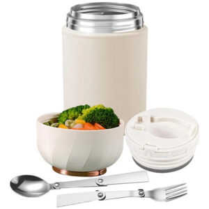 Recipiente Isotérmico Portátil 500ml Acero Inoxidable Asasa Beige