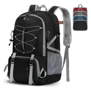 Mochila De Senderismo Impermeable 40l Ligera Y Plegable Negr