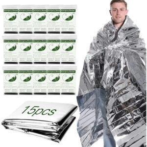 Juego 15 Mantas Térmicas De Emergencia Impermeables Y Resist 15pcs