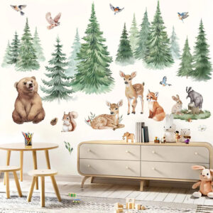 Calcomanías De Pared Grandes Animales De Pino Para Bebés Y N Multi