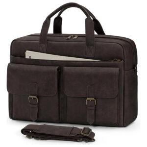 Bolsa De Mensajero De Piel Café Para Laptop 16 Pulgadas