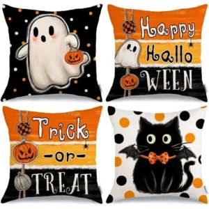 Juego De 4 Fundas De Almohada Halloween Calabaza Fantasma 45