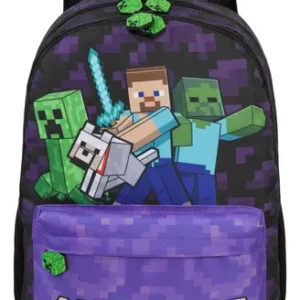 Mochila Escolar Acolchada Minecraft Niño Ajustable Y Ligera