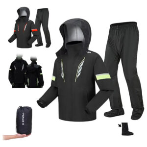 Impermeable Para Moto Con Cubrezapatos Y Capucha Negro Verde Negro Y Verde Talla
