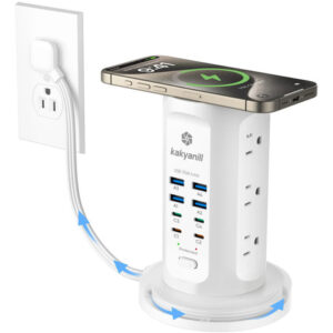 Estación De Carga 9 Salidas Ac 8 Usb Cable Retráctil 6 Pies