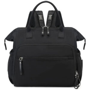 Mochila Pañalera Multifuncional Impermeable Negra Antirrobo Negro Diseño De La Tela