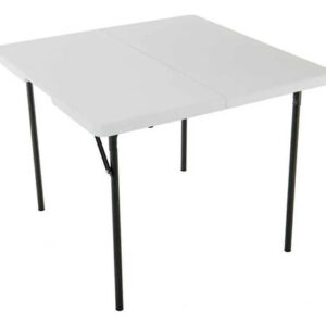 Mesa Cuadrada Plegable 94 Cm Granito Blanco Marco Gris Resis Blanco