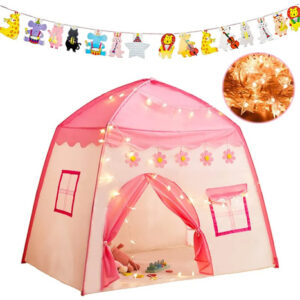 Casa De Campaña Rosa Para Niñas Castillo Infantil Con Luz 12 Rosa