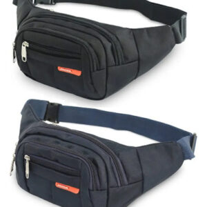 Cangurera Deportiva Impermeable 2 Unidades Multifuncional Ne Negro/azul Diseño De La Tela