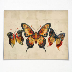 Póster De Mariposa En Lona Sin Marco 41x31 Cm Decoración Boh