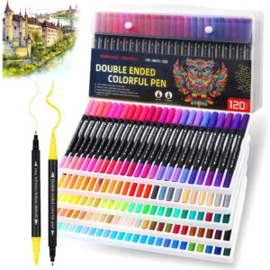 Rotuladores Doble Punta 120 Colores No Tóxicos Para Dibujos Multicolor