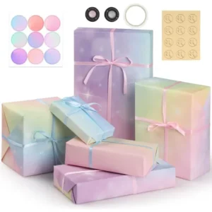 Papel Regalo 6 Hojas 70x50cm Reciclable Diseño Arcoiris Estr