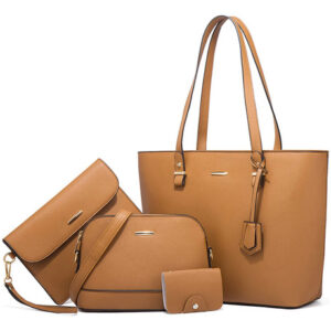 Bolso Tote Mujer Gran Capacidad 4 Piezas Color Marrón