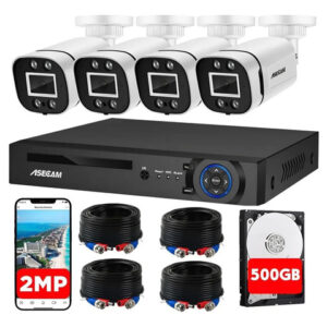 Kit 4 Cámaras De Seguridad Exterior 2mp Con Dvr 4ch Visión N Color