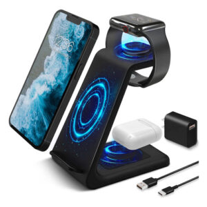 Cargador Inalámbrico 3 En 1 15w Estación Rápida Para Celular