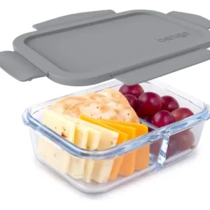 Contenedor De Vidrio Hermético 2 Compartimentos Para Snacks