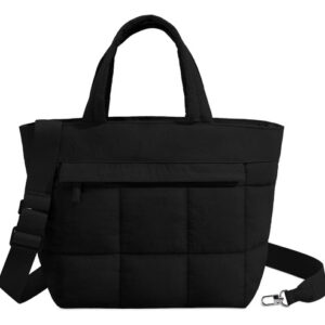 Bolso Tote Mini Negro Ligero Impermeable Para Trabajo Y Gimn Negro Diseño De La Tela Acabado De Los Herrajes Color De La Correa De Hombro