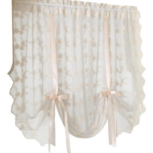 Cortinas De Encaje Floral 125 Cm Para Cocina Bolsillo Varill