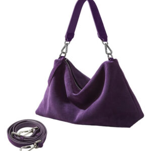 Bolso De Gamuza Mujer Púrpura Estilo Hobo Con Correa