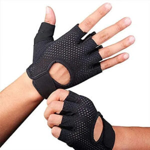 Guantes De Gimnasia Antideslizantes Medio Dedo Para Entrenam Negro Diseño De La Tela Pequeña