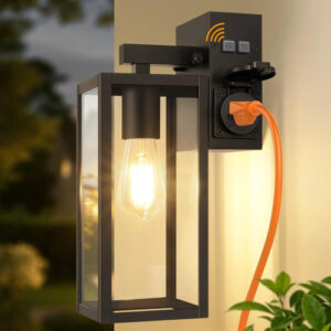 Luz De Pared Exterior Con Tomacorriente Gfci Impermeable 60w
